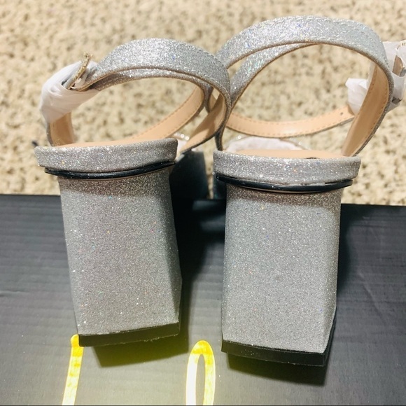 NIB LULU’S• Silver Glitter Ankle Strap Pumps 5.5 - Picture 8 of 10